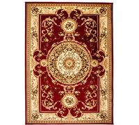 Carpeto Grand Tapis Couloir 200x300cm Rouge Classique Traditionnel Doux | Tapis pour Entrée Cuisine Bureau Salon Chambre Salle à Manger Chauffage au Sol Facile D'entretien Résistant aux Détergents