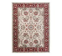 Carpeto Grand Tapis Couloir 300x400cm Crème Rouge Classique Traditionnel | Tapis pour Entrée Cuisine Bureau Salon Chambre Salle à Manger Beige Doux Chauffage au Sol Facile D'entretien Poils Courts