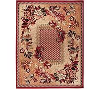 Carpeto Grand Tapis Salon 160x230cm Rouge Végétal Rétro 90 Doux Synthétique | Tapis pour Chambre Salle à Manger Bureau Anti-Allergène Chauffage au Sol Facile D'entretien Adapté aux Animaux Poils Courts