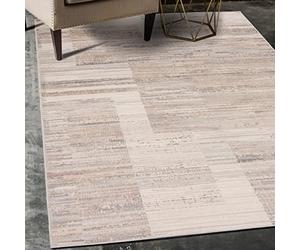 Carpeto Grand Tapis Salon 200x300cm Crème Abstrait Doux Chauffage au Sol | Tapis pour Chambre Salle à Manger Bureau Beige Facile D'entretien Résistant aux Détergents Poils Courts Synthétique Moderne