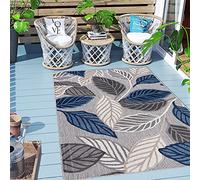 Carpeto Intérieur et Extérieur Tapis Balcon 120x170cm Anthracite Bleu