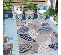 Carpeto Intérieur et Extérieur Tapis Balcon 140x200cm Anthracite Bleu