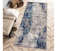 Carpeto Rugs Tapis Couloir Long Moderne Motif Abstrait - Tapis de Passage à Poil Court Doux - Tapis Entree Interieur Long - Tapis de Couloir au Metre Bleu foncé Gris 70 x 300 cm