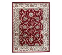 Carpeto Rugs UK Grand Tapis d'Orient - Rouge CRÈME - Motif Persan Traditionnel et Oriental - Tapis de Salon Ultra Doux - EMIRAT - 200 x 300 cm