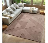 Carpetsale24 Grand tapis géométrique 160x230 cm beige, style boho, lavable, doux, effet 3D, pour salon spacieux