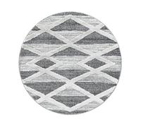 Carpetsale24 Rond Tapis de salon design bohème gris crème 200 cm Rond style scandinave moderne look 3D doux et moelleux