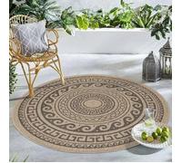 Carpetsale24 Rond Tapis Extérieur La nature 120 cm Rond vintage motif Résistant aux Imperméable Tapis Cuisine, Balcon