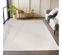 Carpetsale24 Tapis 120 x 170 cm, crème, uni, doux, à poils bouclés, moderne, facile d'entretien et décoratif