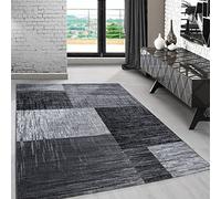 Carpetsale24 Tapis 140 x 200 cm - Noir - Poils courts - Design abstrait à carreaux - Moderne - Pour salon, chambre à coucher, couloir, cuisine, salle à manger, chambre d'enfant - Facile d'entretien et