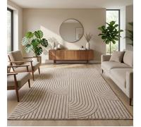 Carpetsale24 Tapis 140x200 cm Beige Design Bohème Bouclé Style Scandinave Moderne pour Salon Chambre Salle à Manger Chambre Enfant