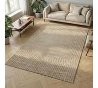 Carpetsale24 Tapis 160x230 cm Beige, Poils Courts Effet 3D Relief, Style Bohème Scandinave, pour Salon, Chambre, Cuisine ou Extérieur