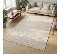 Carpetsale24 Tapis 160x230 cm Crème, Poils Courts Effet 3D Relief, Style Bohème Scandinave, pour Salon, Chambre, Cuisine ou Balcon