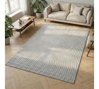 Carpetsale24 Tapis 200x290 cm Gris, Poils Courts Effet 3D Relief, Design Bohème Scandinave, pour Salon, Chambre, Cuisine ou Extérieur