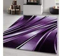 Carpetsale24 Tapis - 80 x 300 cm - Violet - Moderne - Design de vagues abstraites - À poils courts - Pour salon, chambre à coucher, salle à manger, cuisine, couloir, chambre d'adolescent - Lavable