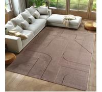 Carpetsale24 Tapis à motif boho 200x290 cm beige, design scandinave, lavable, doux, effet 3D, pour grand salon