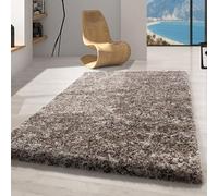 Carpetsale24 Tapis de salon chiné beige 140x200 cm tapis shaggy à poils longs tapis moelleux