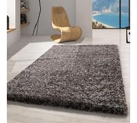 Carpetsale24 Tapis de salon chiné taupe 200x290 cm tapis shaggy à poils longs tapis moelleux