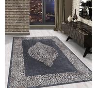Carpetsale24 Tapis à Poils Ras, Couleur Noir, Conception Baroque, 110676, Tapis Rectangle, Tapis Salon-Salle à Manger ou Chambre, 140 x 200 cm