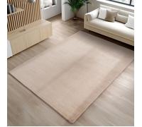 Carpetsale24 Tapis Beige 140x200 cm Lavable, Antidérapant et Doux, tapis uni Salon et Chambre