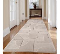 Carpetsale24 Tapis bohème lavable et facile d'entretien - 80 x 150 cm crème - Tapis décoratif scandinave doux avec effet 3D - Idéal pour couloir, cuisine ou chambre à coucher