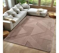 Carpetsale24 Tapis Boho Géométrique Beige 140x200 cm, Doux et Facile d'Entretien, Lavable, Effet 3D pour Salon et Chambre