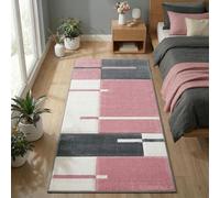 Carpetsale24 Tapis carrelé rose, 80 x 150 cm