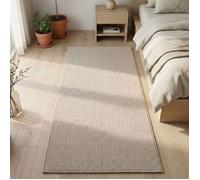 Carpetsale24 Tapis Couloir 60x110 cm Beige Uni Bouclé Style Scandinave Tapis Moderne pour Entrée Chambre Cuisine