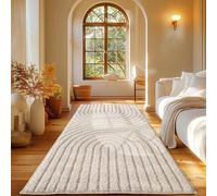 Carpetsale24 Tapis Coureur 60x110 cm Crème à Poils Longs Design Scandi Boho Effet Relief Shaggy Doux Moelleux Robuste Facile à Nettoyer Moderne pour Chambre, Couloir