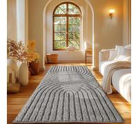 Carpetsale24 Tapis Coureur 60x110 cm Gris à Poils Longs Design Scandi Boho Effet Relief Shaggy Doux Moelleux Robuste Facile à Nettoyer Moderne pour Chambre, Couloir