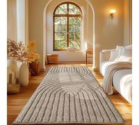 Carpetsale24 Tapis Coureur 80x150 cm Beige à Poils Longs Design Scandi Boho Effet Relief Shaggy Doux Moelleux Robuste Facile à Nettoyer Moderne pour Chambre, Couloir