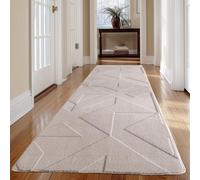 Carpetsale24 Tapis de couloir bohème - 80 x 250 cm - Crème - Tapis de couloir géométrique doux avec effet 3D - Lavable et facile d'entretien - Idéal pour la cuisine, l'entrée ou le côté du lit