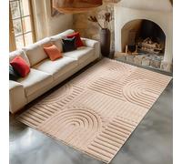 Carpetsale24 Tapis de Salon 120x170 cm Rose à Poils Longs Design bohème scandinave Effet Relief Shaggy Doux Moelleux Robuste Facile à Nettoyer Moderne pour Chambre à Coucher