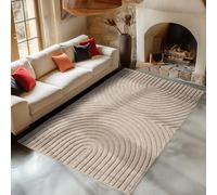 Carpetsale24 Tapis de Salon 160x230 cm Beige à Poils Longs Design Scandi Boho Effet Relief Shaggy Doux Moelleux Robuste Facile à Nettoyer Moderne pour Table Basse