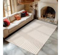 Carpetsale24 Tapis de Salon 200x290 cm Crème Scandi Boho Shaggy Doux Moelleux Effet Relief Moderne Facile à Nettoyer