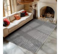 Carpetsale24 Tapis de Salon 240x340 cm Gris XL à Poils Longs Design Scandi Boho Effet Relief Shaggy Doux Moelleux Robuste Facile à Nettoyer Moderne pour Chambre à Coucher