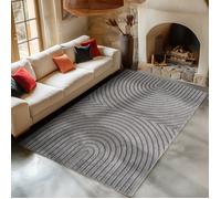Carpetsale24 Tapis de Salon 240x340 cm Gris XL Scandi Boho Shaggy Doux Moelleux Effet Relief Moderne Facile à Nettoyer