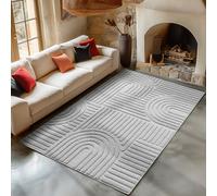 Carpetsale24 Tapis de Salon 280x370 cm Gris XXL à Poils Longs Design bohème scandinave Effet Relief Shaggy Doux Moelleux Robuste Facile à Nettoyer Moderne pour Chambre à Coucher