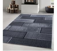Carpetsale24 Tapis de Salon à motif de mur en pierre Noir Tapis 280x370 cm - Poil Court Moelleux et Tendance
