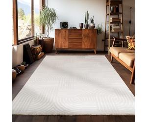 Carpetsale24 Tapis de salon, à poils courts, 280 x 370 cm, crème, moderne, design scandinave, bohème, uni, effet 3D, doux, lavable, facile d'entretien, pour chambre à coucher, salle à manger, extra