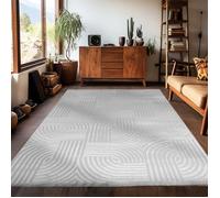 Carpetsale24 Tapis de Salon à Poils Courts Gris 120x170 cm design scandinave avec effet 3D Tapis doux pour salon ou chambre