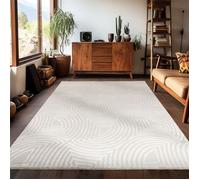 Carpetsale24 Tapis de salon bohème design 200x290 cm Blanc uni moderne à poils courts Tapis moelleux pour chambre