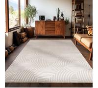 Carpetsale24 Tapis de salon bohème design 240x340 cm Beige uni moderne à poils courts Tapis moelleux pour chambre