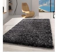 Carpetsale24 Tapis de salon chiné anthracite 240x340 cm tapis shaggy à poils longs tapis moelleux