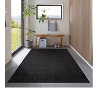 Carpetsale24 Tapis de salon de couleur unie Anthracite 160x230 cm pour la cuisine, à poils courts avec dos en feutre