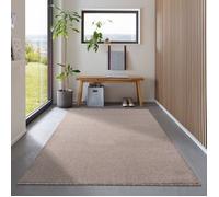 Carpetsale24 Tapis de salon de couleur unie Beige 140x200 cm pour la cuisine, à poils courts avec dos en feutre