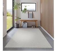 Carpetsale24 Tapis de salon de couleur unie Crème 200x290 cm pour la cuisine, à poils courts avec dos en feutre