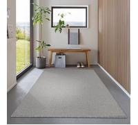 Carpetsale24 Tapis de salon de couleur unie Gris clair 140x200 cm pour la cuisine, à poils courts avec dos en feutre