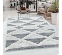 Carpetsale24 Tapis de salon design bohème gris crème 160x230 cm style scandinave moderne look 3D doux et moelleux