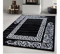 Carpetsale24 Tapis Salon Moderne Tapis Chambre Noir-3 140 x 200 cm - Tapis à Poils Courts, a Poil Ras, Conception de méandre Doux et Moelleux - Tapis Cuisine Moquette Salle de Sejour