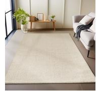 Carpetsale24 Tapis de Salon en Beige 140x200 cm tapis à boucles mélangées uni moderne tapis décoratif facile d'entretien doux